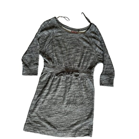 Juicy Couture Women's Knit Dress Size M Gray 3/4 Sleeves Waist Tie Above Knee - Picture 13 of 13